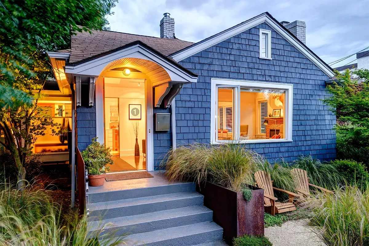 illuminated-front-stoop-and-of-blue-house