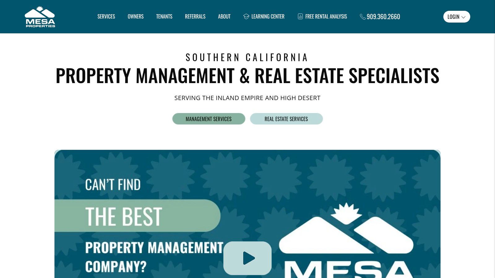 Mesa Properties, Inc., Inland Empire specialists