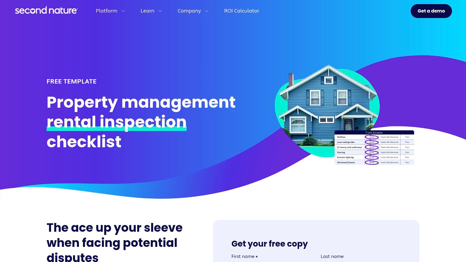 Second Nature's rental inspection checklist resource page, showing its professional and practical design for property managers.